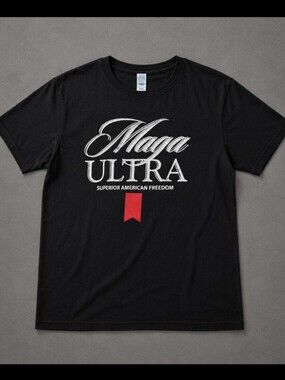 Maga Ultra Superior American Freedom Shirt Men's Large Black Graphic Tee Patriot